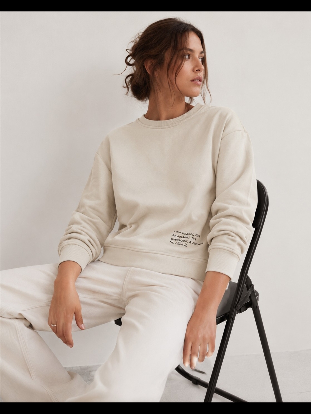 ZARA Relaxed Oversized Sweatshirt – Cream | Size S